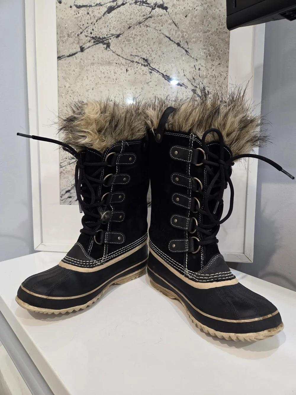 Sorel Joan of Arctic Faux Fur Suede Winter Boots Sz 6